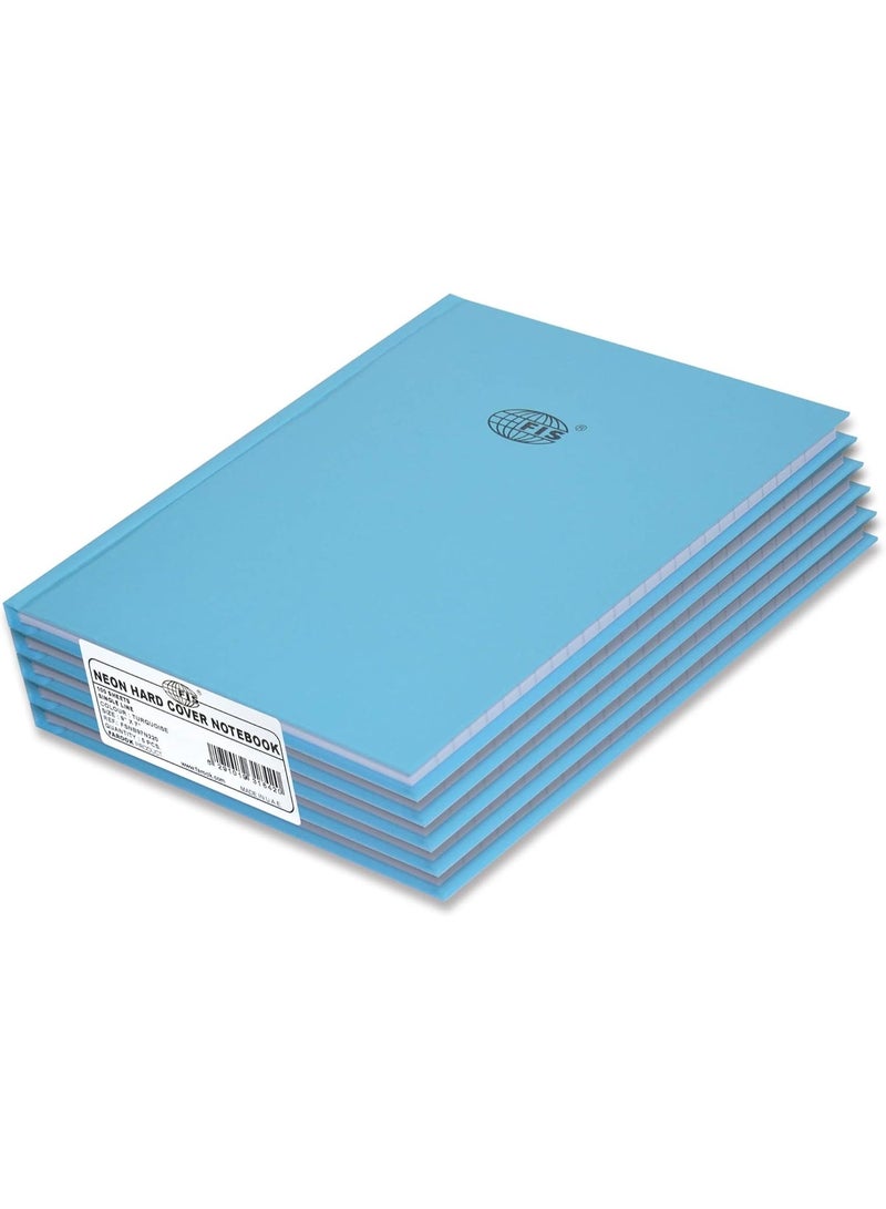 FIS Neon Hard Cover Notebook Single Line 9X7 Inch, 100-Sheets, Turquoise 5-Piece - FSNB97N220 - Image 1